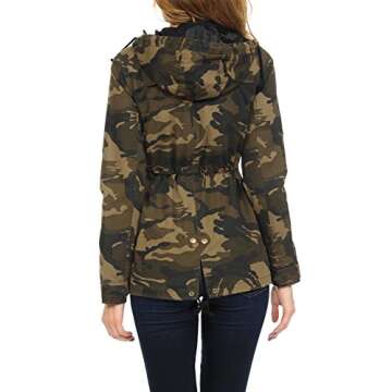 Auliné Collection Women's Versatile Military Safari Utility Anorak Street Fashion Hoodie Jacket