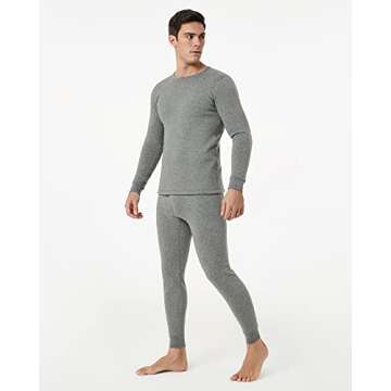 LAPASA Men's Ultra Heavyweight Thermal Underwear Set Extreme Cold Weather Base Layer Top Bottom Fleece Lined Long Johns M63 X-Large Heather Gray