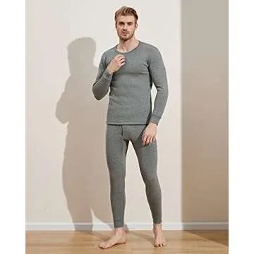 LAPASA Men's Ultra Heavyweight Thermal Underwear Set Extreme Cold Weather Base Layer Top Bottom Fleece Lined Long Johns M63 X-Large Heather Gray