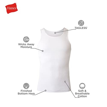 Hanes Men's Lightweight Cotton Tank Undershirts Pack