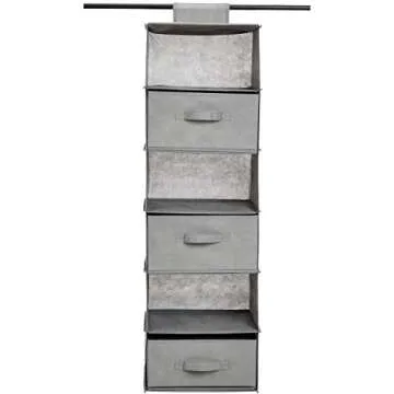 Amazon Basics 6-Tier Closet Organizer with Drawers in Grey