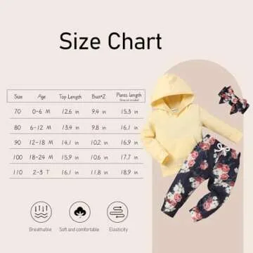 Baby Girl Clothes Long Sleeve Hoodie Sweatshirt Floral Pants with Headband Outfit Sets (Yellow&Floral, 18-24 Months)