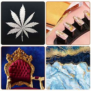 Metallic Gold Foil Paper - 400 Sheets, Rose Gold, Silver, Black for Arts, Crafts, DIY, Nails, Gilding, Decoration, Frames, Furniture