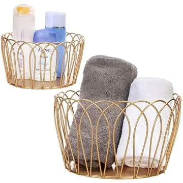Elegant Gold Wire Storage Baskets for Home Organization