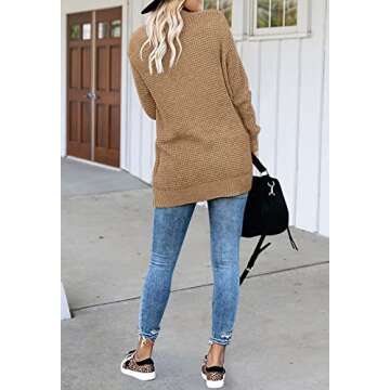 MEROKEETY Womens 2024 Fall Long Sleeve Open Front Cardigans Chunky Knit Draped Sweaters Outwear Khaki