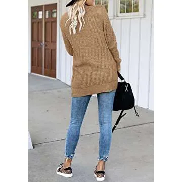 MEROKEETY Womens 2024 Fall Long Sleeve Open Front Cardigans Chunky Knit Draped Sweaters Outwear Khaki