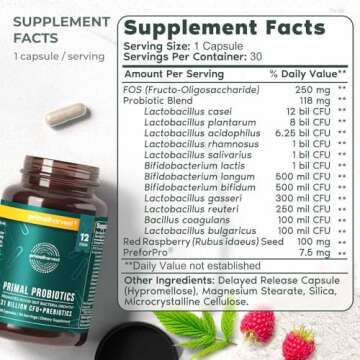 Primal Harvest PREbiotics and PRObiotics for Women & Men, 30 Oral Capsules for Gut Health, 12 Dynami...
