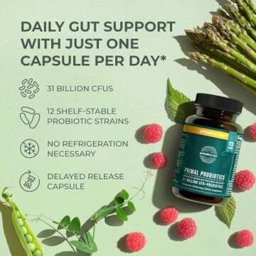 Primal Harvest PREbiotics and PRObiotics for Women & Men, 30 Oral Capsules for Gut Health, 12 Dynamic Strains