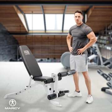 Marcy Adjustable Weight Bench w/Dual Leg Developer for Home Gym Workouts, 600 lb Capacity