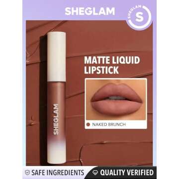 SHEGLAM Matte Allure Liquid Lipstick Long Lasting High Pigment Lipstick Nourishing Sunflower Oil Reduce Lip Care-Naked Brunch