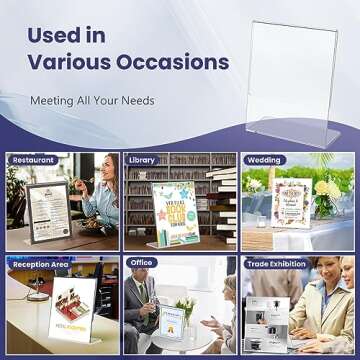 Goldwise Acrylic Sign Holder 8.5x11-6 Pack Clear Paper Holder with Vertical Slanted Back, Acrylic Menu Flyer Stand Frame for Office Desktop Restaurant Store Home
