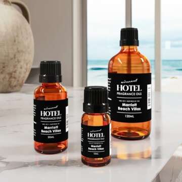 Hotel Diffuser Oil Inspired by The Marriott Beach Villas Hotel Scent - AirScent No. 1011 Fragrance Oil Blend - 30 mL, 1 fl oz Glass Bottle with Dropper Cap for Aromatherapy Diﬀusers and Humidifiers