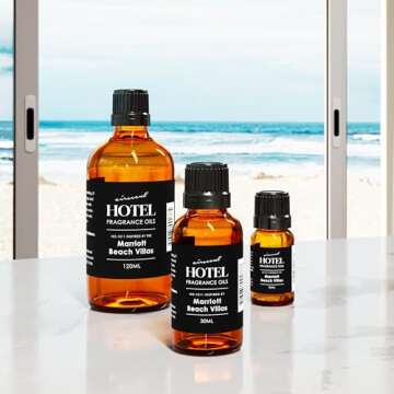 Hotel Diffuser Oil Inspired by The Marriott Beach Villas Hotel Scent - AirScent No. 1011 Fragrance Oil Blend - 30 mL, 1 fl oz Glass Bottle with Dropper Cap for Aromatherapy Diﬀusers and Humidifiers