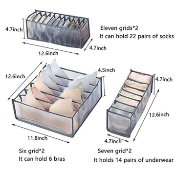 Butishop 6 Pcs Underwear Drawer Organizer Set for Clutter-Free Storage