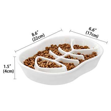 Slow Feeder Cat Bowl - Slow Down Cat Food Dish for Healthy Eating - Fun Interactive Maze Design - Bl...