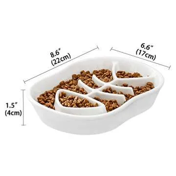 Slow Feeder Cat Bowl - Slow Down Cat Food Dish for Healthy Eating - Fun Interactive Maze Design - Bl...