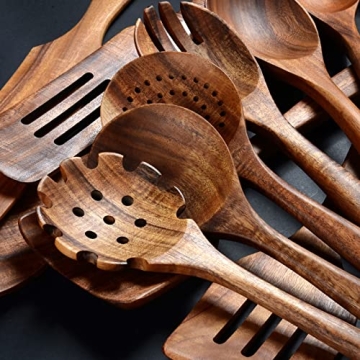 Natural Teak Wooden Cooking Utensils Set 12-Piece