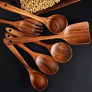 Natural Teak Wooden Cooking Utensils Set 12-Piece