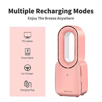 Misby Rechargeable Desk Fan - Bladeless and LED