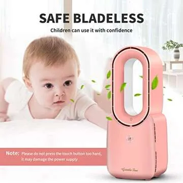 Misby Rechargeable Desk Fan - Bladeless and LED