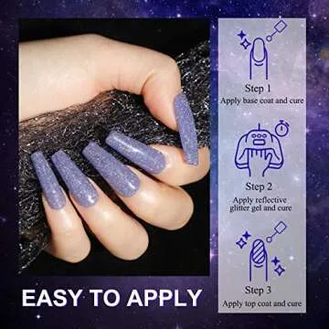 MIZHSE Reflective Glitter Gel Nail Polish Set 12 Pcs, Colorful Sparkly Diamond Soak Off UV LED Gel Polish Home Manicure Nail Art Salon 7 ml