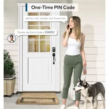 TEEHO Keyless Entry Door Lock Deadbolt with Handle Set, Electronic Digital Smart Locks Set for Front Door with 2 Keys, Easy to Install Keypad Deadbolt, Auto Lock - Matte Black