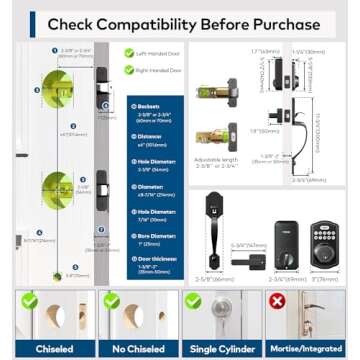 TEEHO Keyless Entry Door Lock Deadbolt with Handle Set, Electronic Digital Smart Locks Set for Front Door with 2 Keys, Easy to Install Keypad Deadbolt, Auto Lock - Matte Black