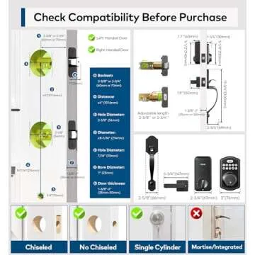 TEEHO Keyless Entry Door Lock Deadbolt with Handle Set, Electronic Digital Smart Locks Set for Front Door with 2 Keys, Easy to Install Keypad Deadbolt, Auto Lock - Matte Black