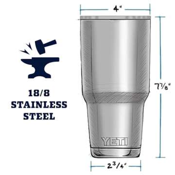 YETI Rambler 30 oz Tumbler, Stainless Steel, Vacuum Insulated with MagSlider Lid, Tropical Pink