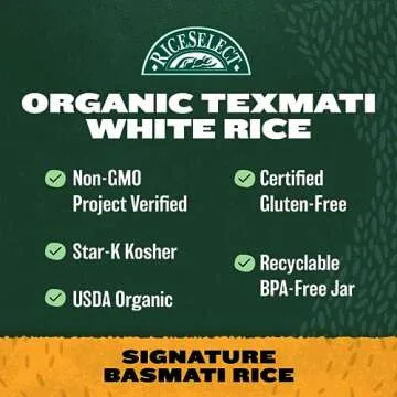 RiceSelect Organic Texmati White Rice, 32 Ounce (1 Count)