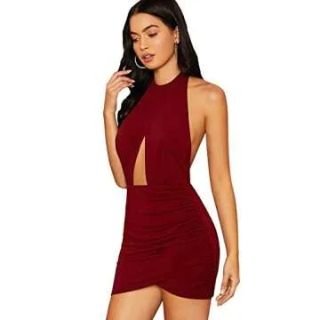 SheIn Women's Sexy Halter Bodycon Mini Dress