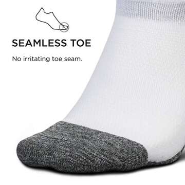 Feetures Elite Light Cushion No Show Tab Ankle Socks - Sport Sock with Targeted Compression - White, L (1 Pair)