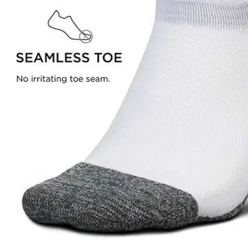 Feetures Elite Light Cushion No Show Tab Ankle Socks - Sport Sock with Targeted Compression - White, L (1 Pair)