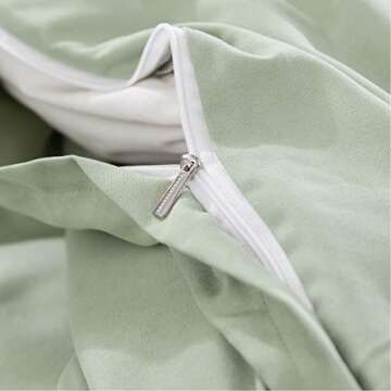 Uhsupris Green Duvet Covers Full/Queen Size 3 Pieces Green Bedding Set Queen with Zipper&Corner Ties(No Comforter)