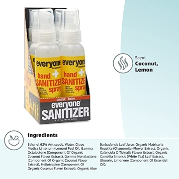 Everyone Hand Sanitizer Spray Coconut Lemon 2 oz 6 pack