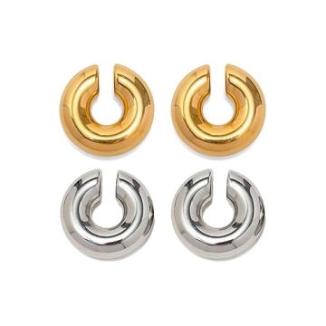 Chunky Gold & Silver Ear Cuffs for Non-Pierced Ears - 14K Plated Elegance