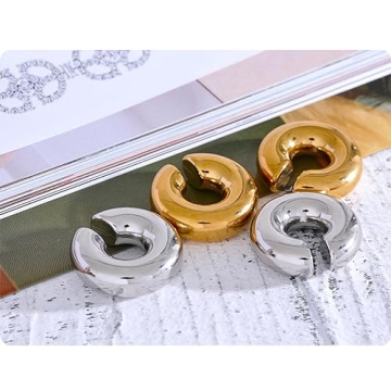 Chunky Gold Silver Ear Cuffs for Women Non-Pierced Ears