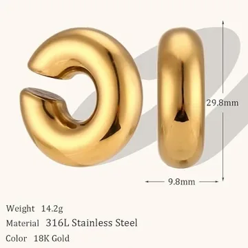 Chunky Gold Silver Ear Cuffs for Women Non-Pierced Ears