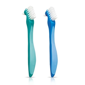 GUM Denture Brush - Durable Dual Headed Toothbrush - Dentist Approved