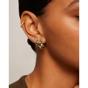 Stylish PAVOI Chunky Huggie Earrings with Multi-Colored Zirconia