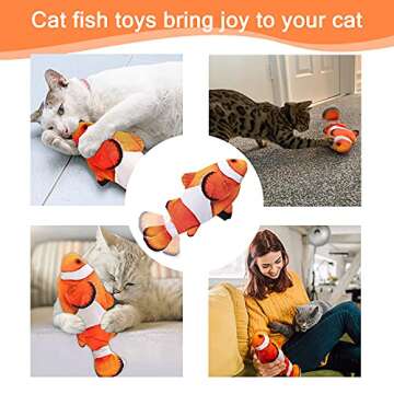 Electric Floppy Fish Cat Toy, Moving Cat Kicker Fish Toy, 11" Realistic Flopping Fish Dog Toy, Plush Interactive Cat Toy for Indoor Cats, Wiggle Fish Catnip Toys