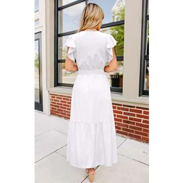 Angashion Women's Ruffle Floral Midi Dress - Stylish & Versatile