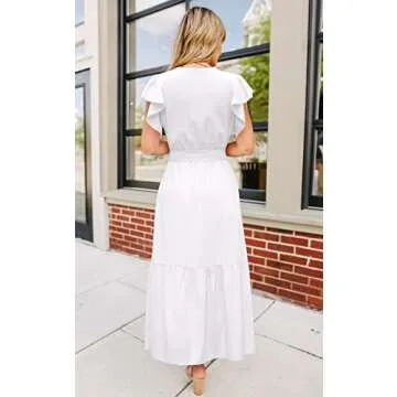 Angashion Women's Ruffle Floral Midi Dress - Stylish & Versatile