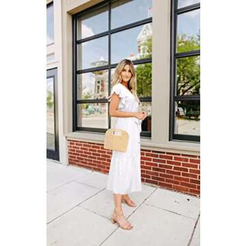 Angashion Women's Ruffle Floral Midi Dress - Stylish & Versatile