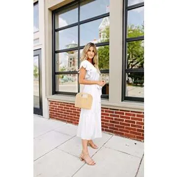 Angashion Women's Ruffle Floral Midi Dress - Stylish & Versatile