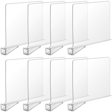 Boao 8 Pcs Shelf Dividers for Closet Organization - Clear Acrylic Purse and Bookshelf Separator