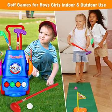 Meland Kids Golf Club Set - Toddler Golf Ball Game Play Set Sports Outdoor Toys Birthday Gifts for Boys Girls 3 4 5 6 Year Old (Blue)