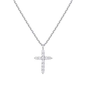 PAVOI 18K White Gold Vermeil Cross Necklace - Elegant Gold Pendant