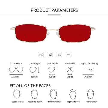 ADE WU Rectangle Sunglasses Unisex Stylish Vintage Design