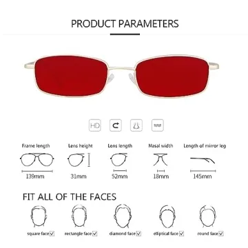 ADE WU Rectangle Sunglasses Unisex Stylish Vintage Design